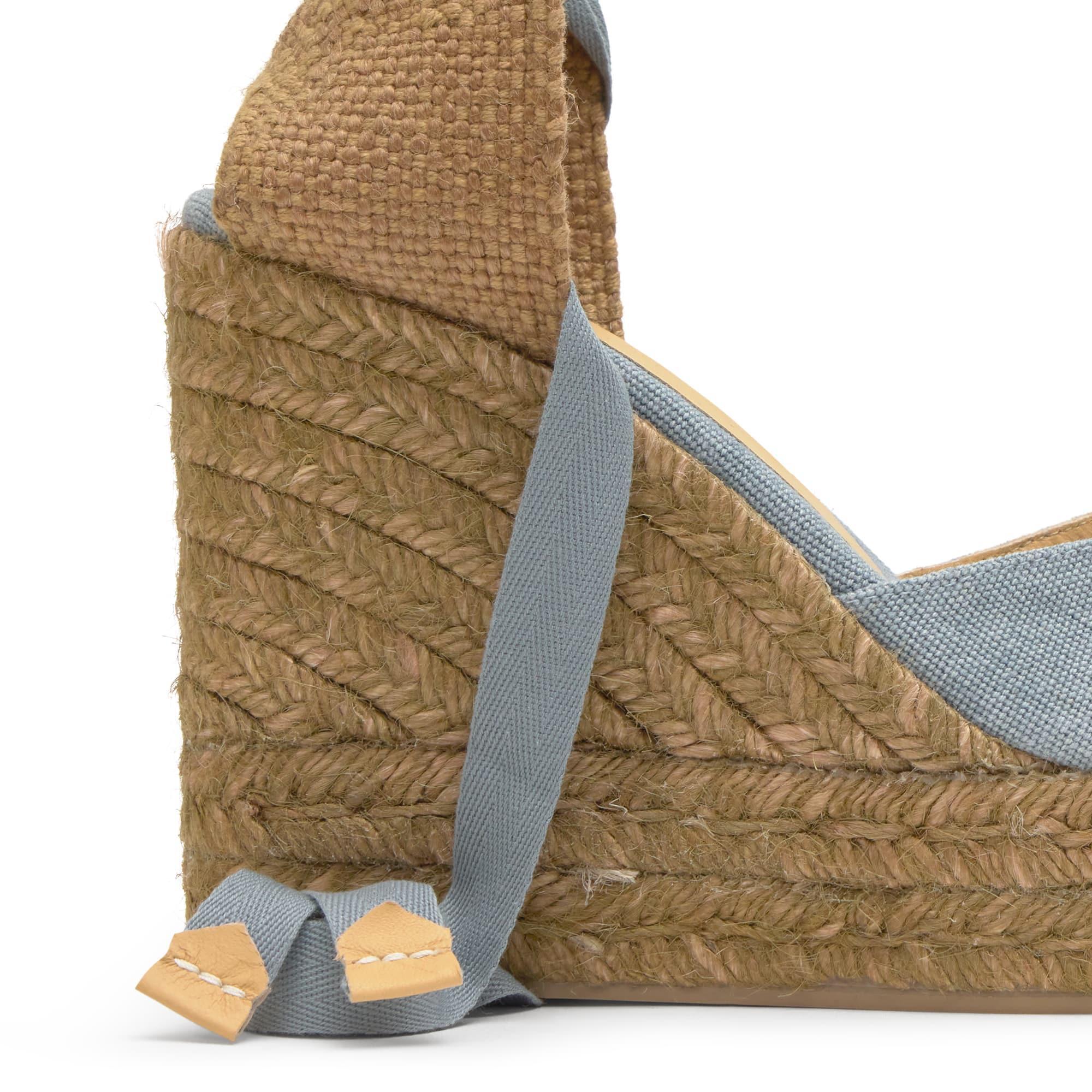 Alpargata chiara cuña 11 cm en algodón orgánico con doble plataforma