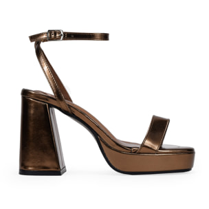 Sandalias de fiesta marrones con tacón ancho