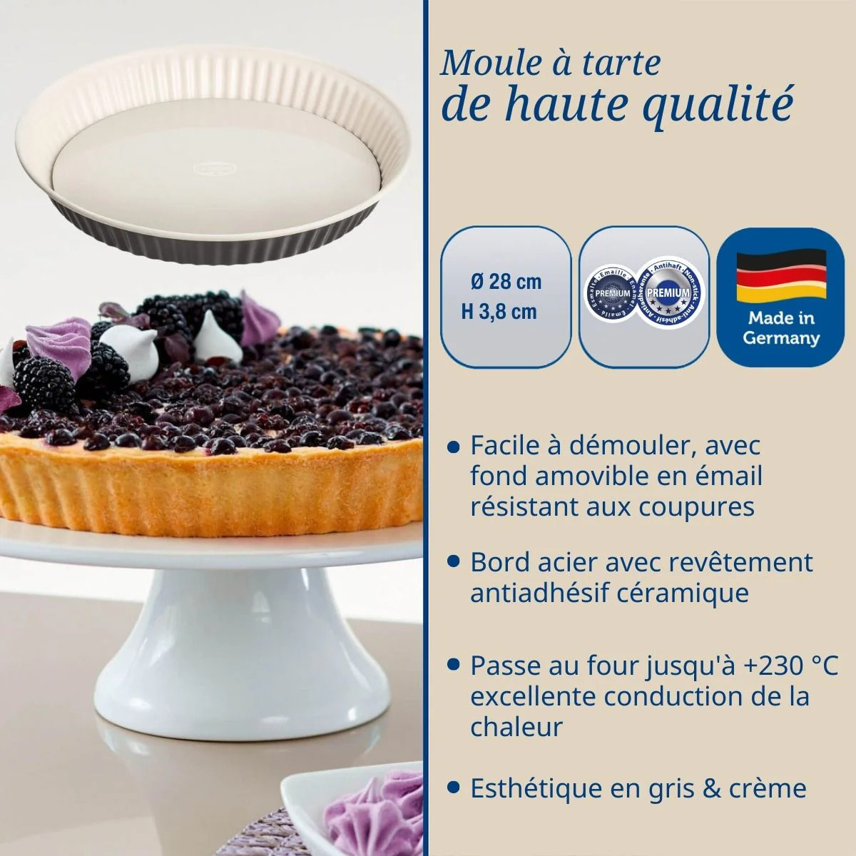 Moule à tarte quiche 28 cm en email Dr. Oetker Exclusive