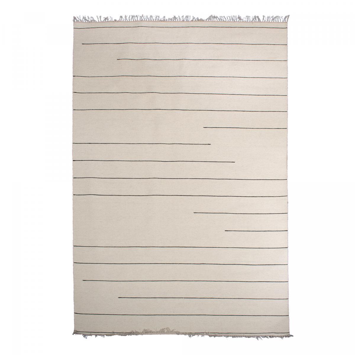 Tapis kilim Reversible Veko tissé à la main en laine beige