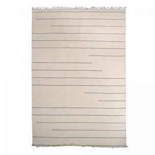 Tapis kilim Reversible Veko tissé à la main en laine beige