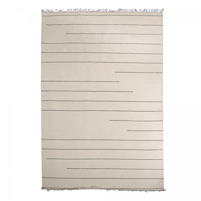 Tapis kilim Reversible Veko tissé à la main en laine beige