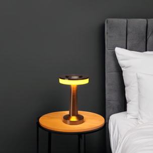 Well home lámpara de mesa de acero plateado con luz blanca cálida y batería recargable ø12x20cm