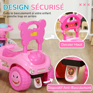 Porteur enfant rover spatial 2 coffres effets sonores lumineux rose