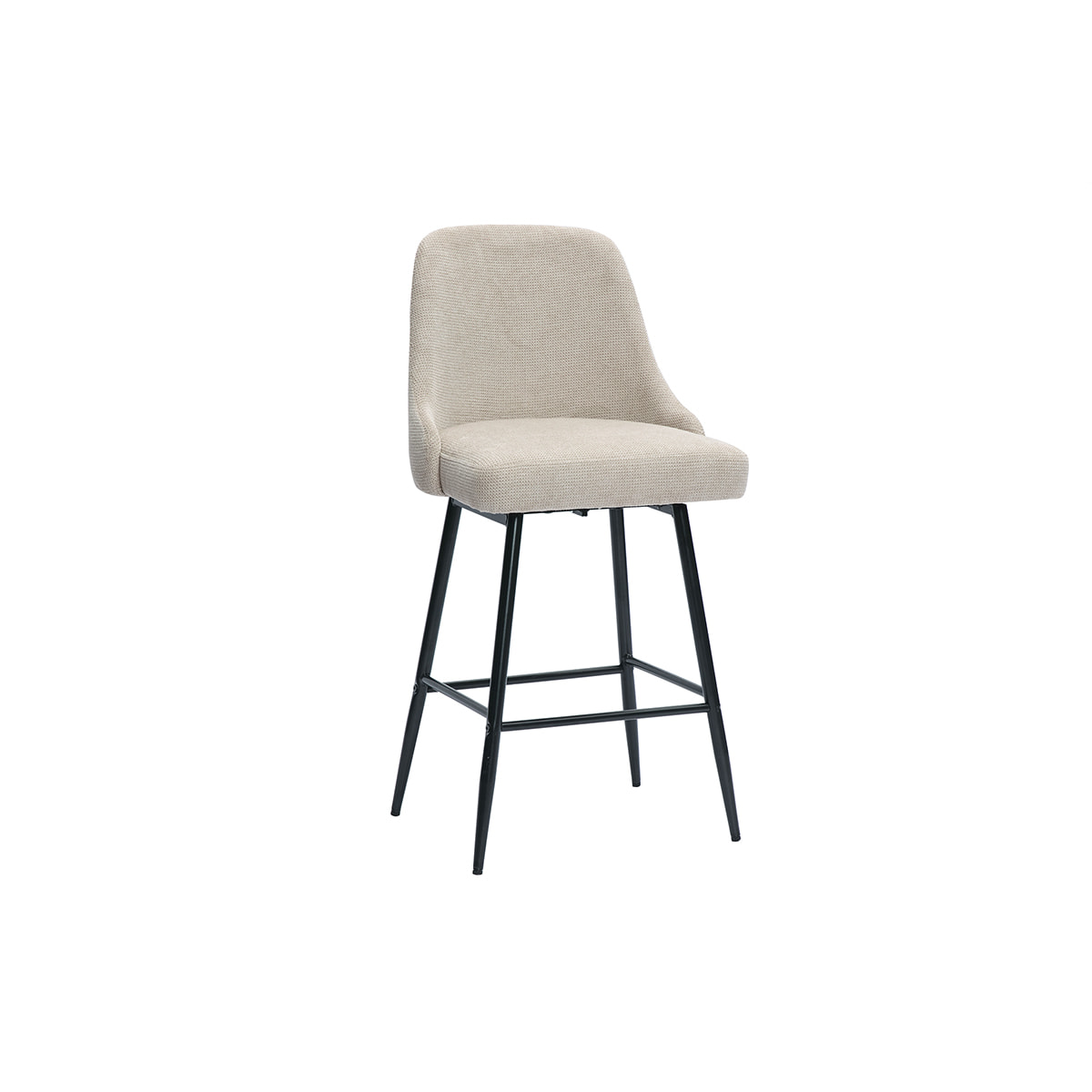 Tabourets de bar pivotants 360° en tissu chenille beige et métal H66 cm (lot de 2) HASTA