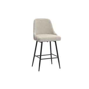 Tabourets de bar pivotants 360° en tissu chenille beige et métal H66 cm (lot de 2) HASTA