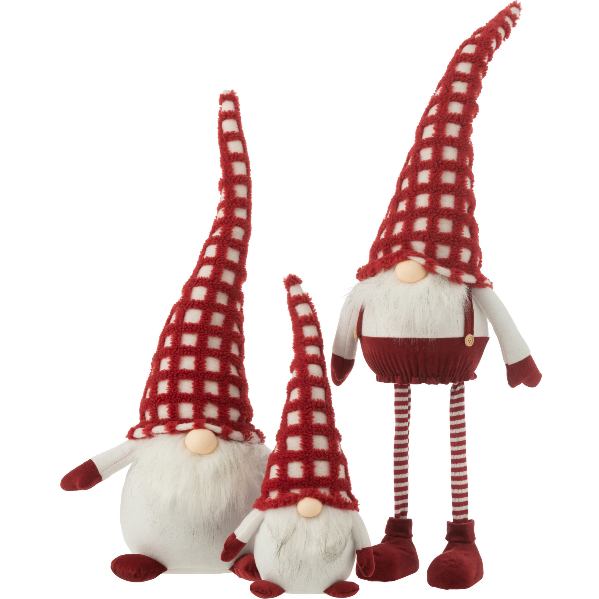 J-Line figurine Lutin Chapeau à Carreaux Debout Qui Bouge - textile - rouge/blanc