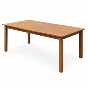 Table de jardin en bois 180-240cm - Almeria - Grande table rectangulaire avec rallonge eucalyptus. Intérieur / Extérieur