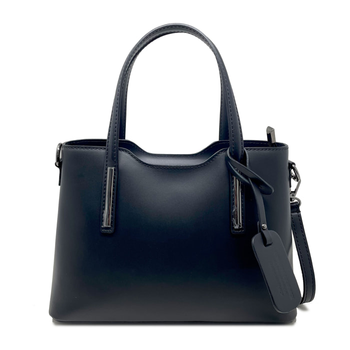 Chicca Borse - Borsa a Mano Donna in Vera Pelle - Colore Nero