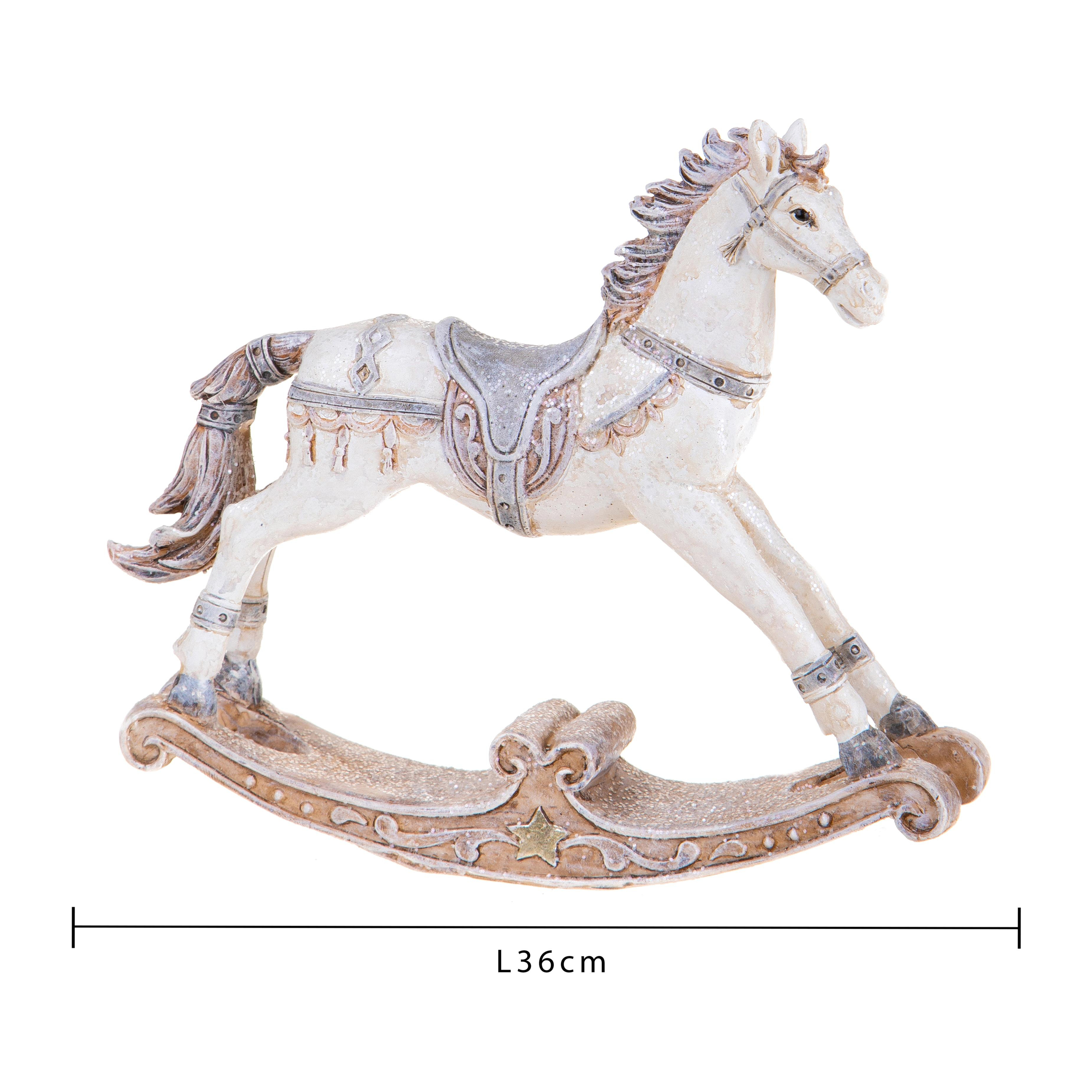 Cavallo A Dondolo. Altezza 36 Cm - Pezzi 1 - 36X23X5,5cm - Colore: Bianco - Bianchi Dino - Articoli Natalizi