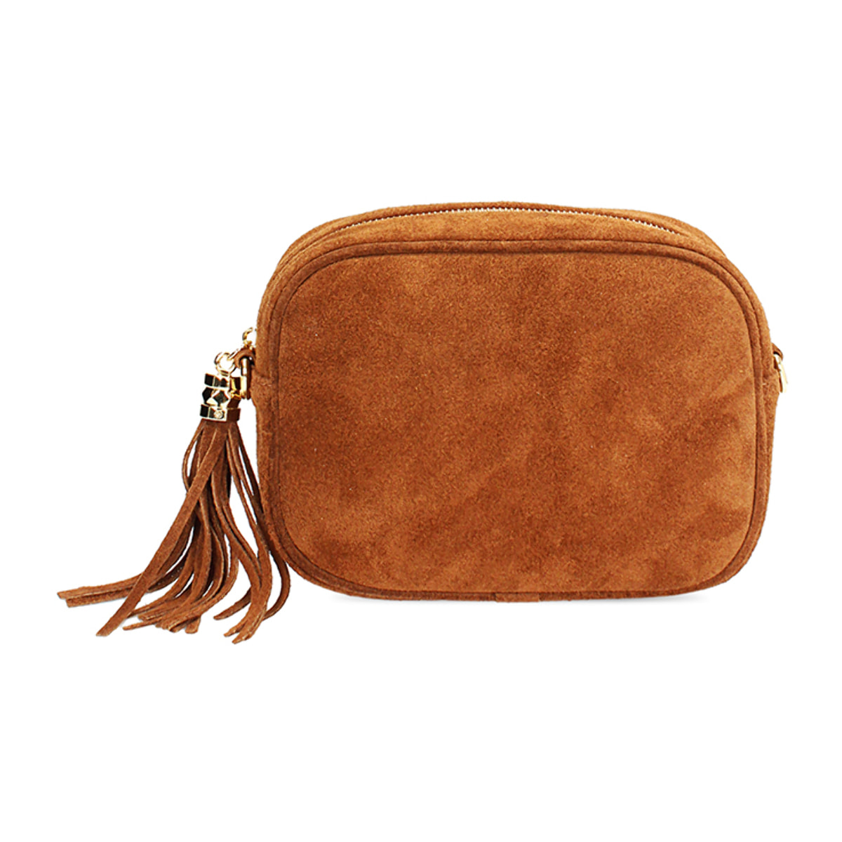 Borsa a tracolla da donna in camoscio cognac