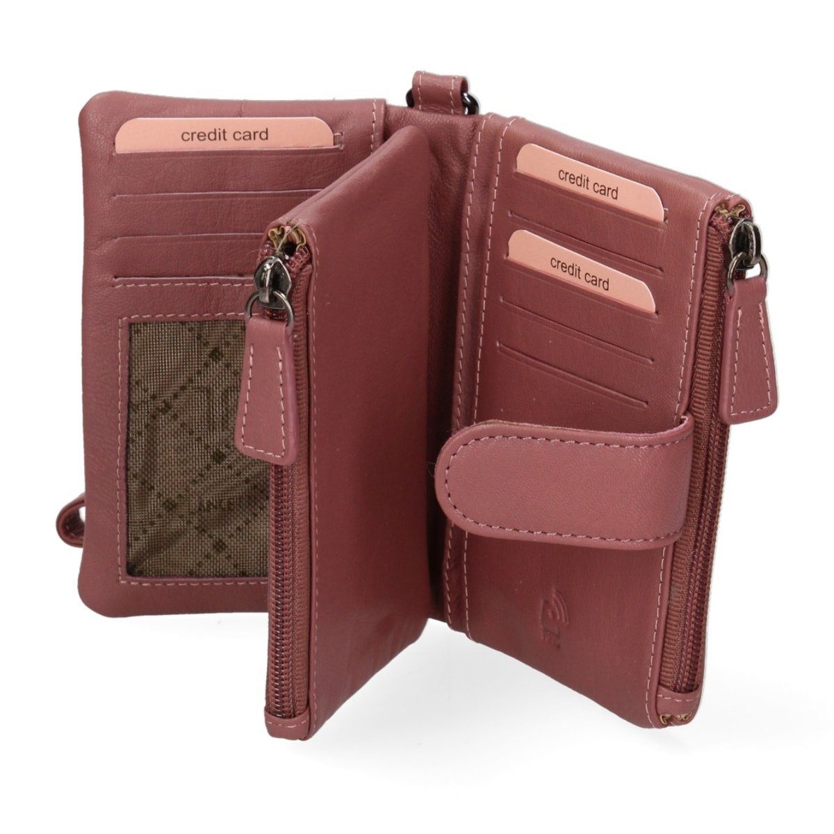 Portafoglio donna in vera pelle - Modello False - Casual - 13.5 x 10.0 x 3.0 cm