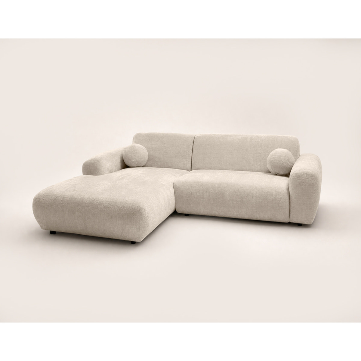 Louise - Canapé d'angle gauche 4 places en velours texturé - Beige