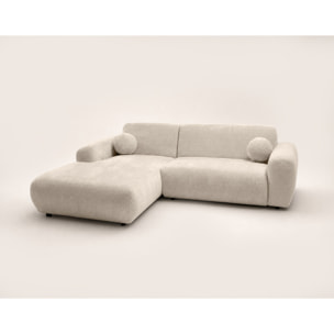 Louise - Canapé d'angle gauche 4 places en velours texturé - Beige