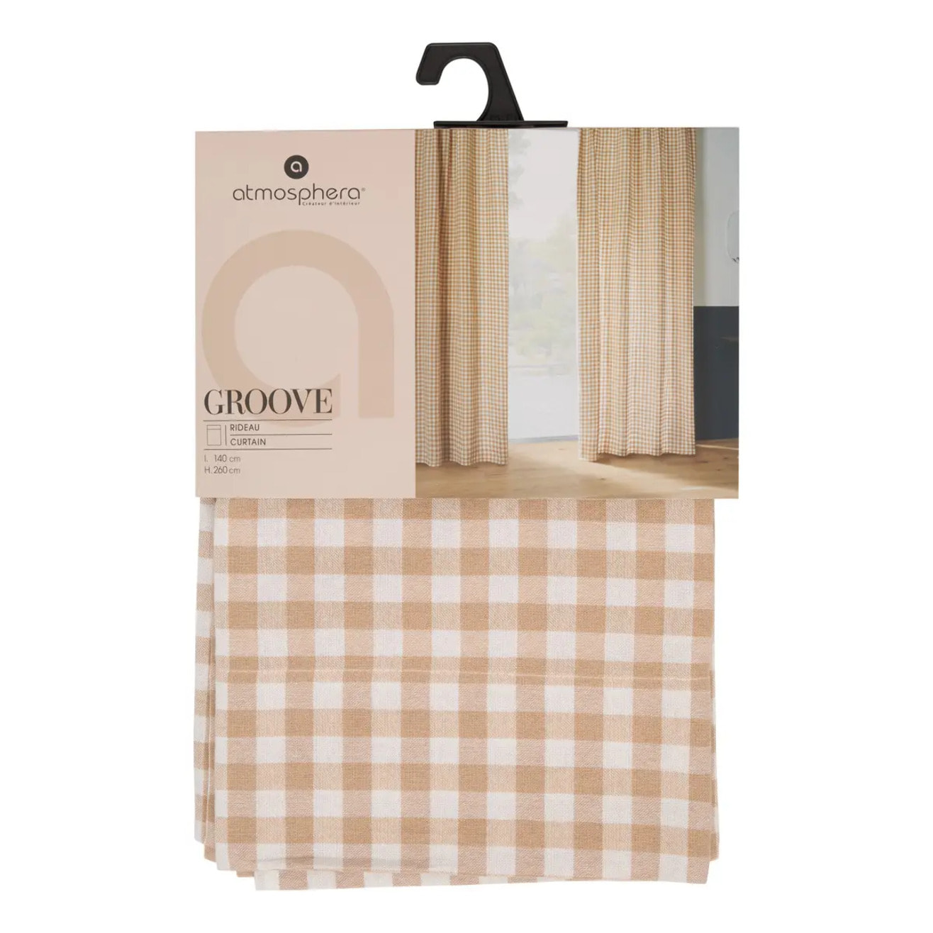 Rideau Groove 260x140cm vichy beige lin