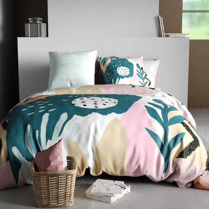 Parure housse de couette 3pcs 100% coton premium 57fils emilia