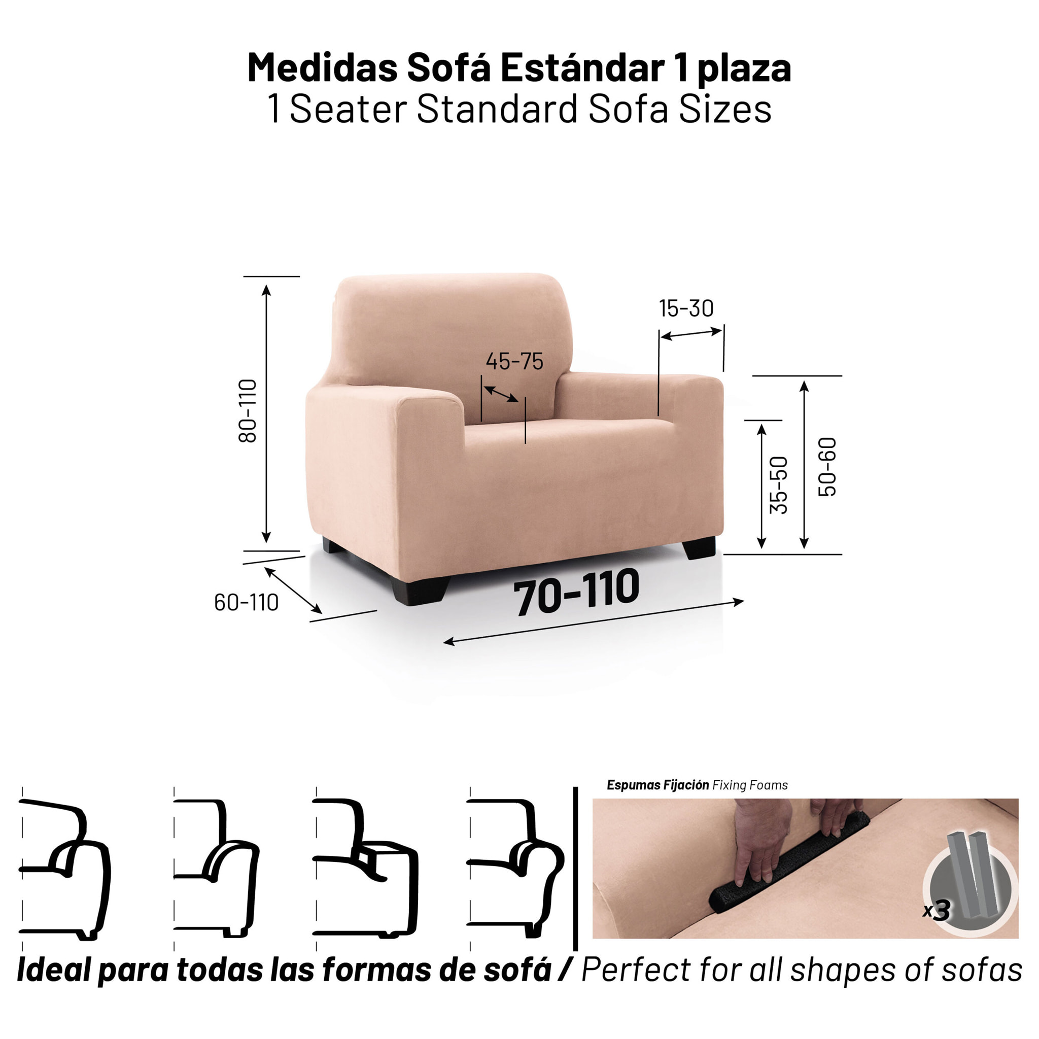 Funda de sofá TERCIOPELO ANTI MANCHAS Multi elástica modelo VERONICA