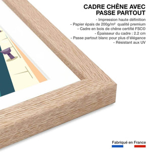 Affiche Vacances à Sanary Affiche + cadre en bois - Chêne
