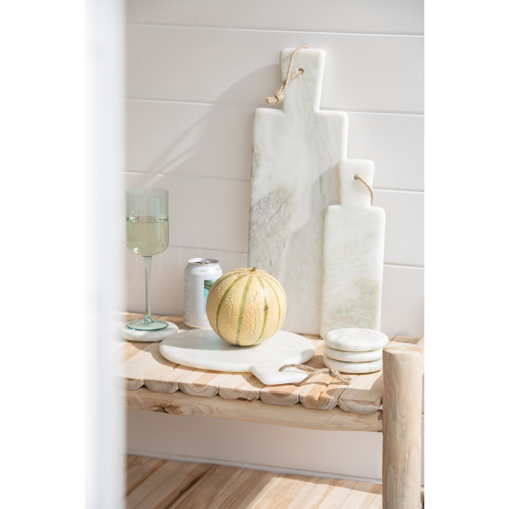 J-Line planche à découper Rectangle - marbre - blanc - small