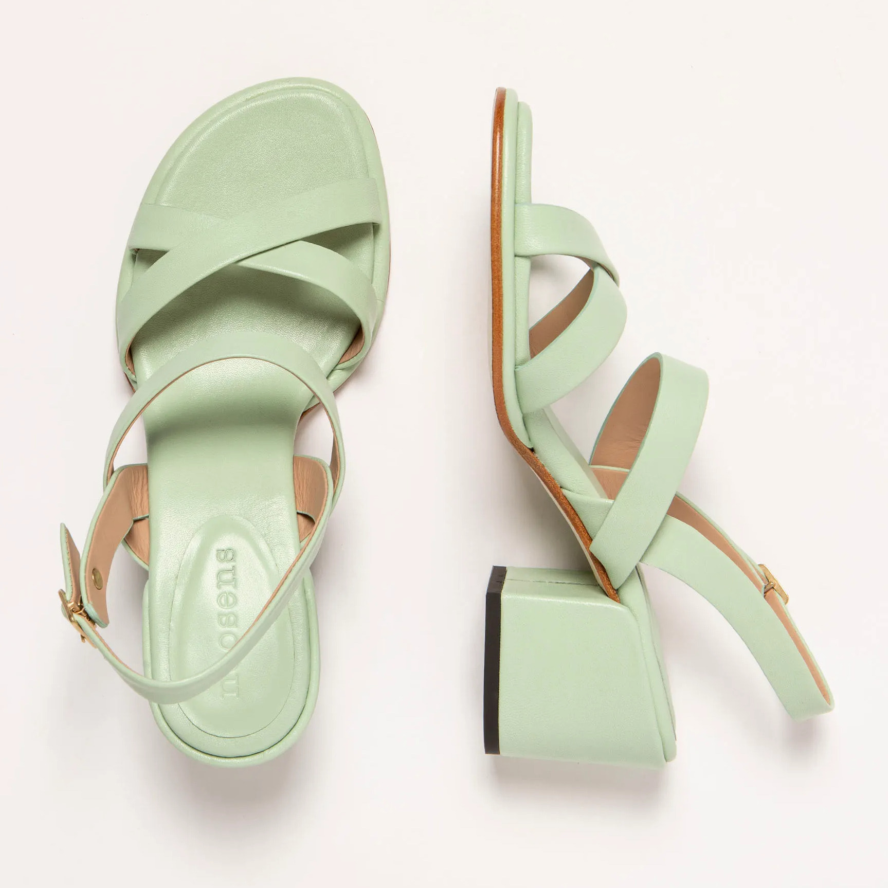 Sandalias con tacón S3173 NAPPA PASTEL GREEN/ FABER color Pastel green