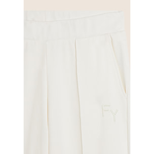 Pantaloni Sportivi con Gamba Wide Leg e Logo Ricamato