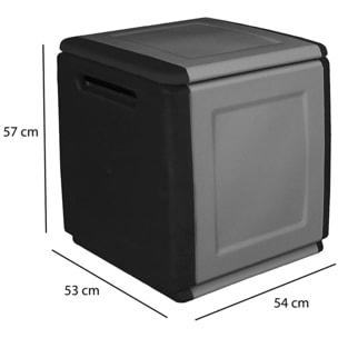 Baule Azziuro, Cassapanca multiuso, Baule contenitore, Box portaoggetti, 100% Made in Italy, 54x53h57 cm, Grigio chiaro e Nero