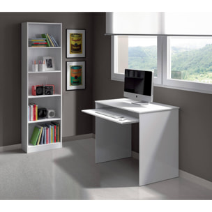 Libreria Pomona, Mobile portalibri alta a 5 ripiani, Scaffale da ufficio o cameretta, Scaffale moderno con scomparti, cm 52x25h80, Bianco