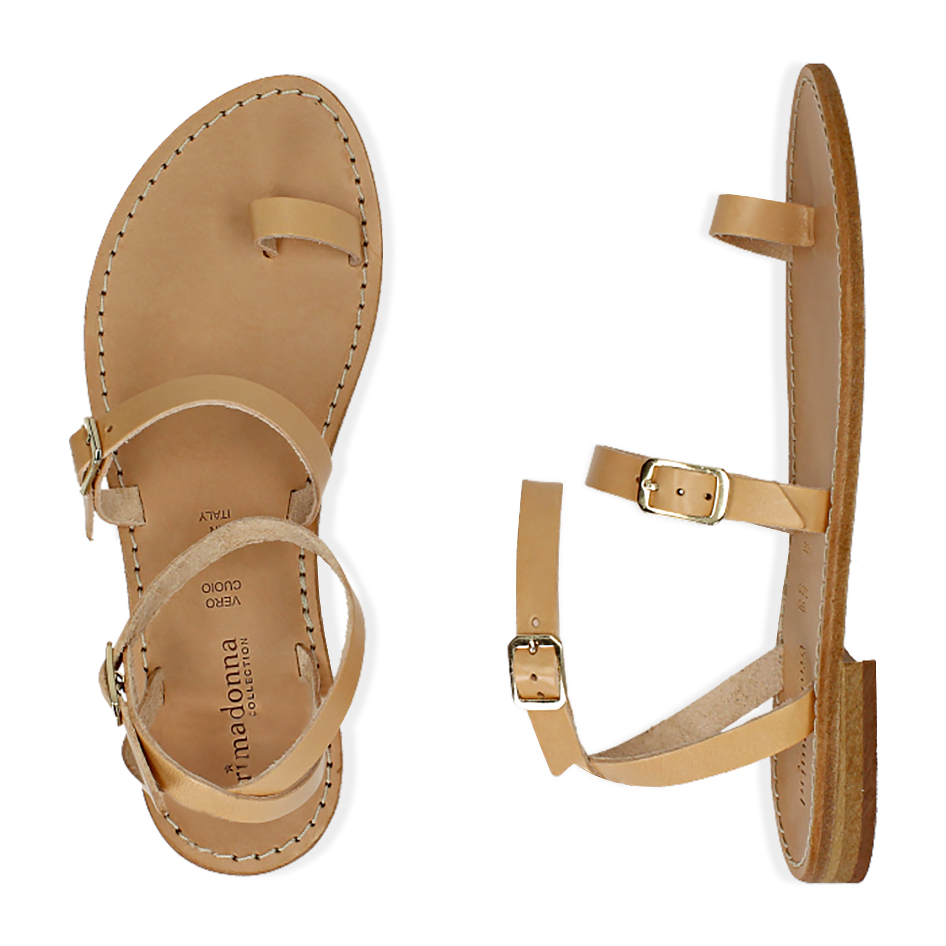 Sandalias de piel de vacuno beige