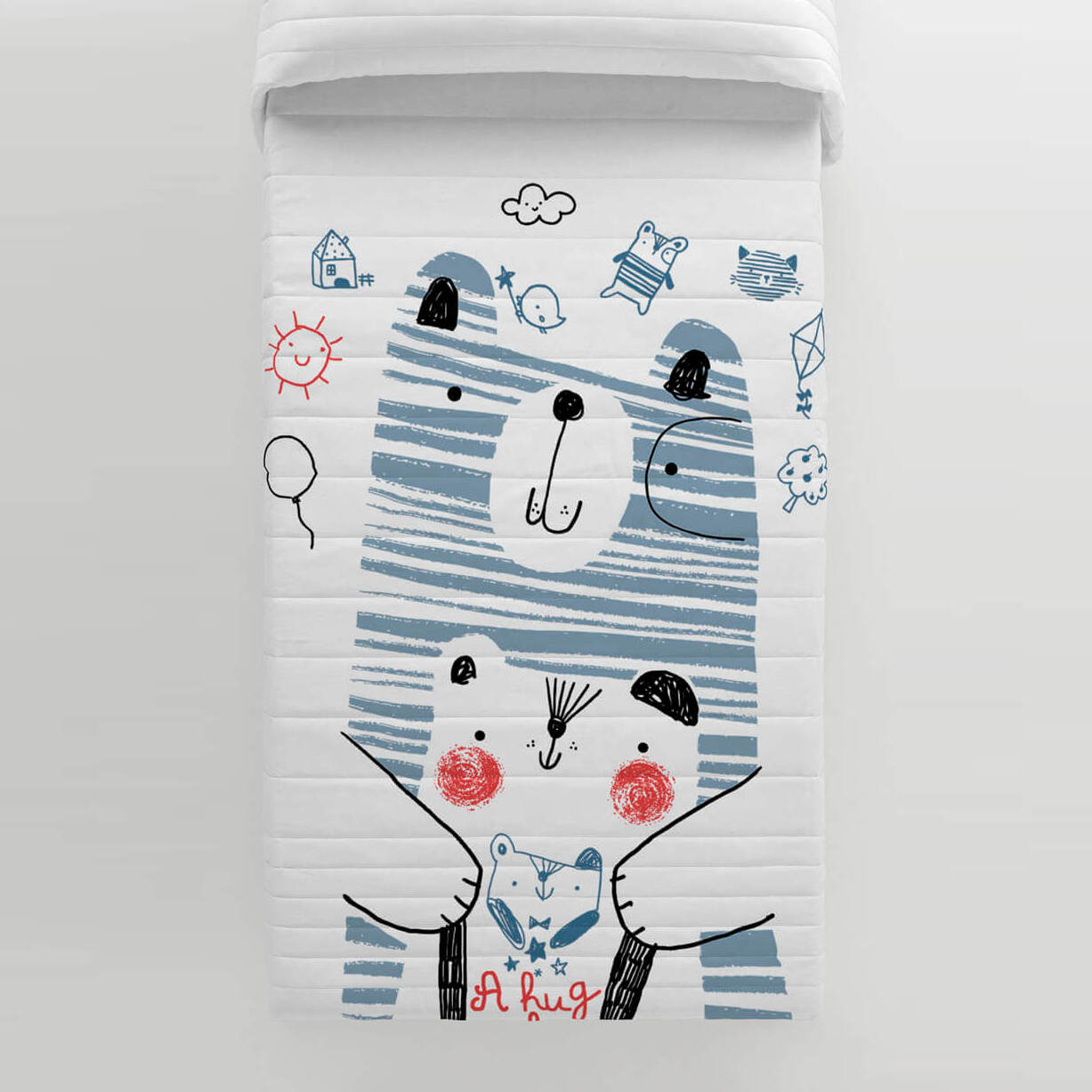 Cool Kids - Colcha Bouti Estampada - Reversible - Infantil - 100% Algodón - 70 gr/m² - Daddy Bear