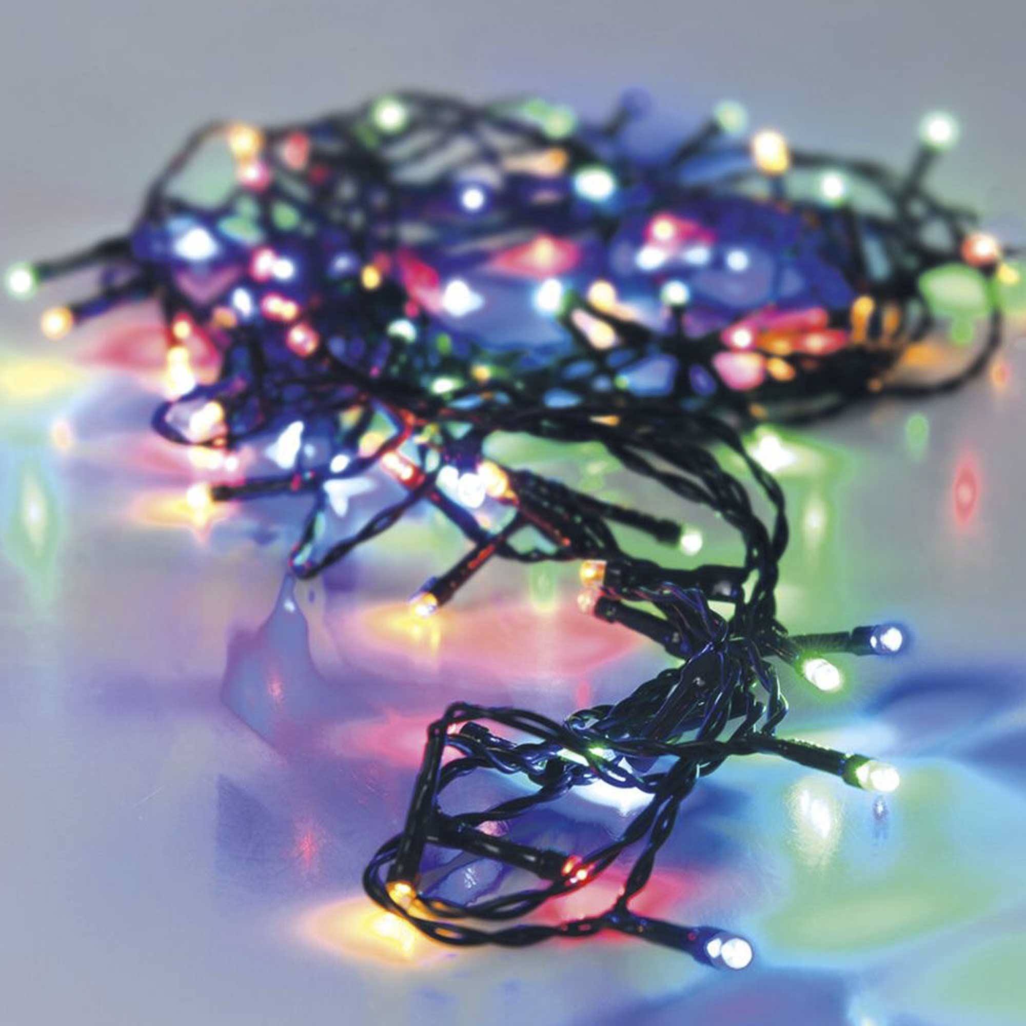 guirnalda con luces led multicolor con controlador de 8 funciones