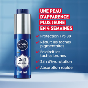 Pack de 2 - NIVEA MEN - Crème visage Homme Hydratante 2-en-1 Anti-Âge & Anti-Taches NIVEA MEN POWER 2X50ml