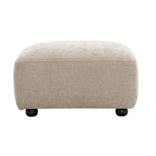 Pouf repose pieds en tissu effet velours texturé beige JOYA