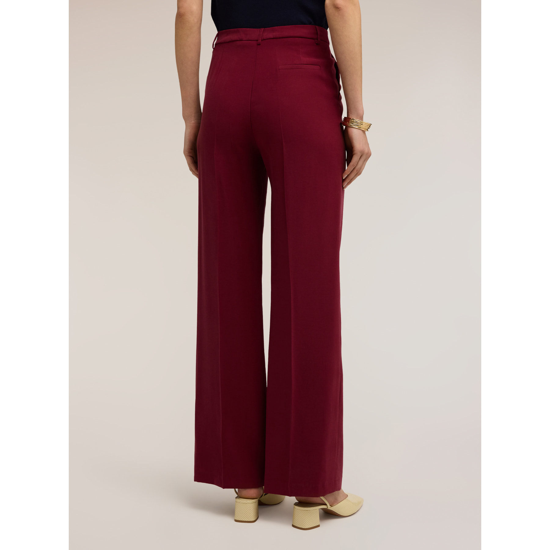 Motivi - Pantalones palazzo fluidos de mezcla de viscosa - Burgundy