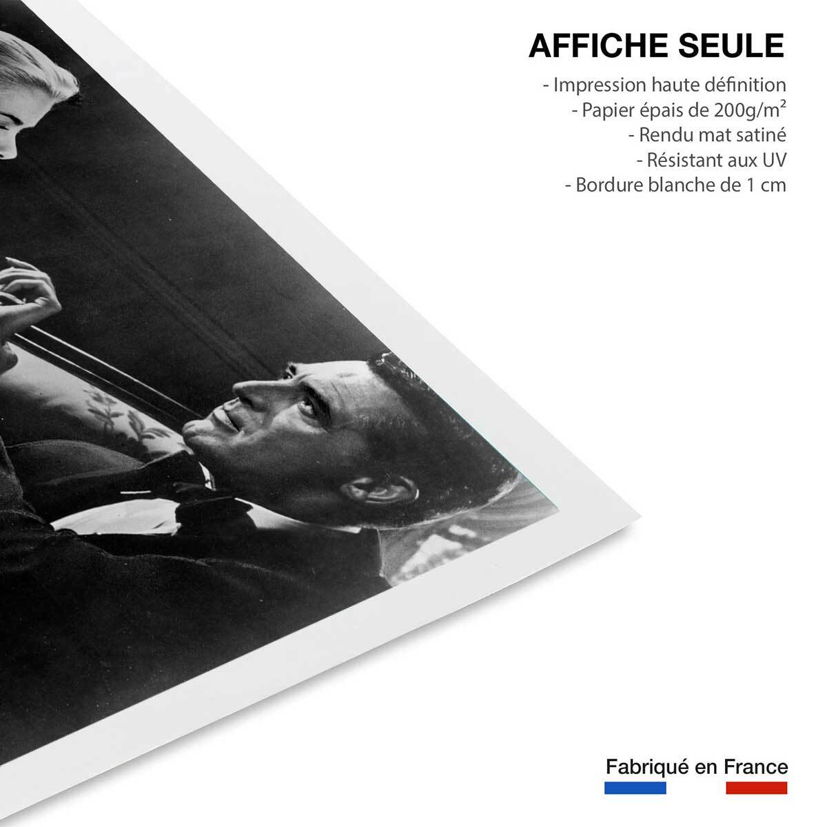 Affiche cinéma - Cary Grant et Grace Kelly La main au collet , 1955 Affiche seule