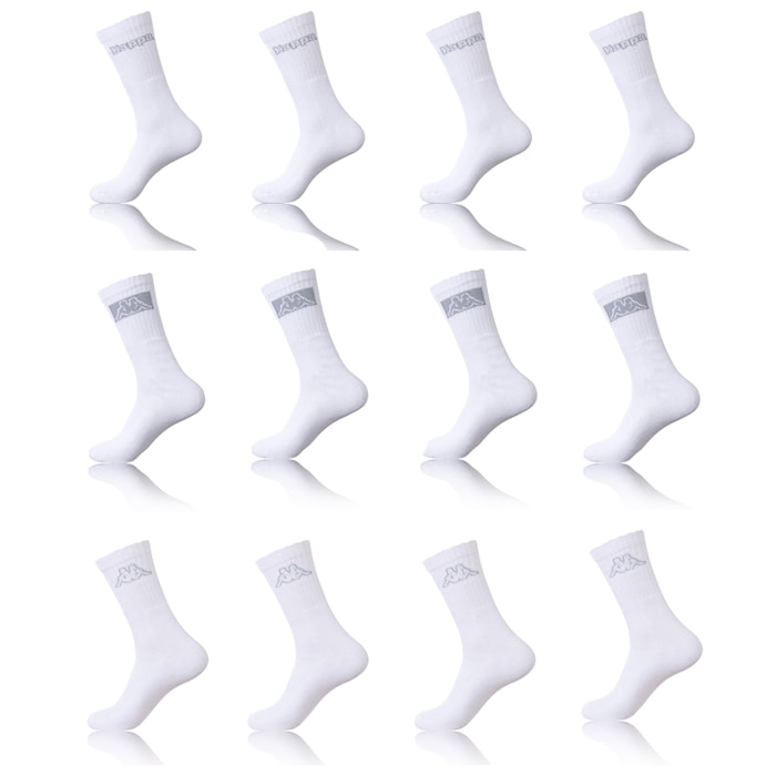 Set 12 pares calcetines Kappa deportivos tennis color blanco para hombre