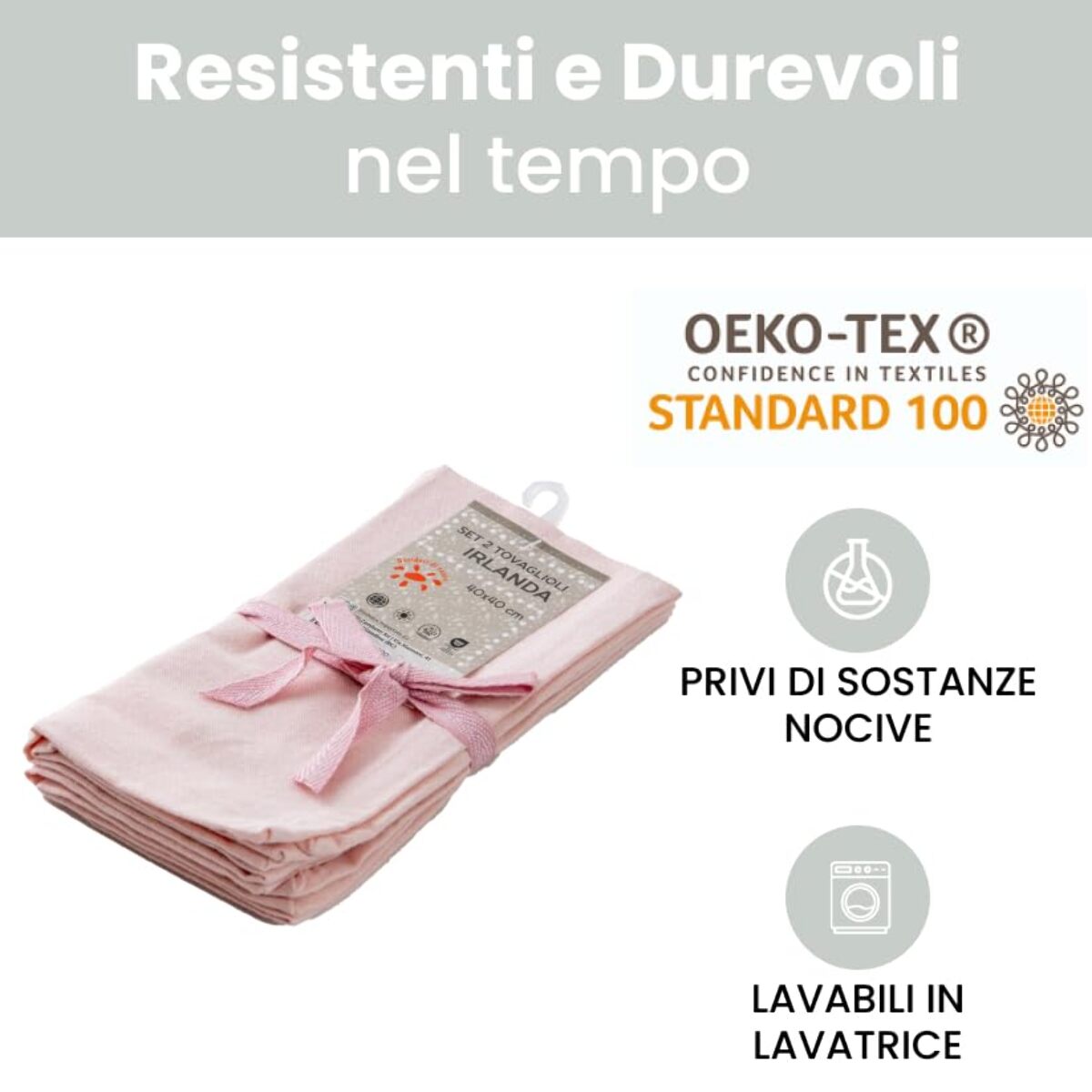 Intrecci – Set 6 tovaglioli in puro cotone 40x40 cm