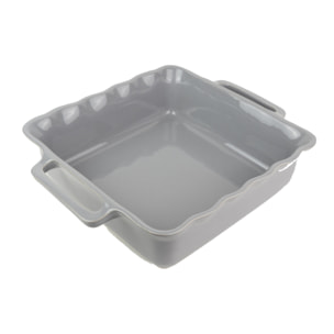Plat céramique four carré festonné gris argent 31,5 cm Délices
