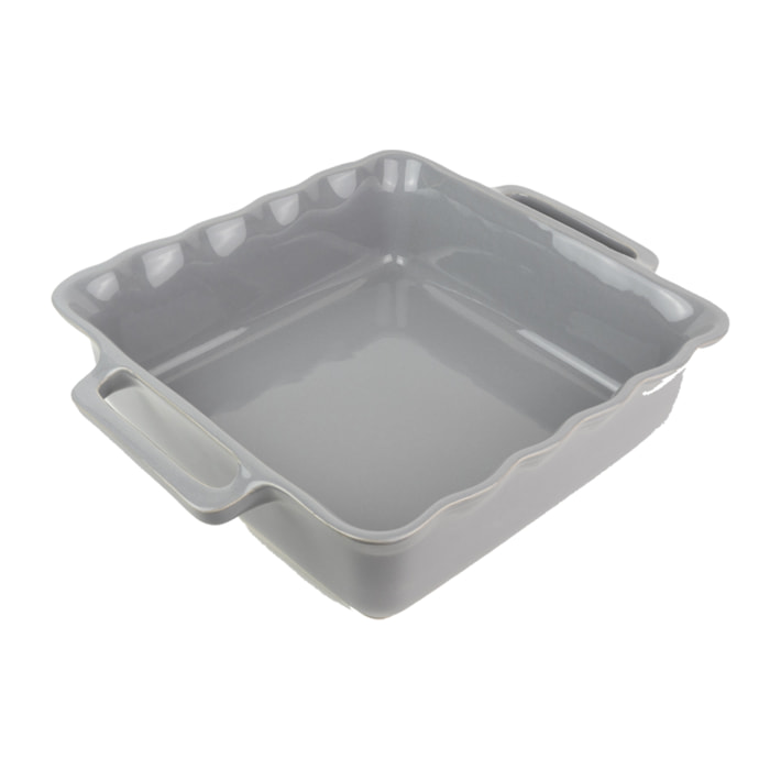 Plat céramique four carré festonné gris argent 31,5 cm Délices