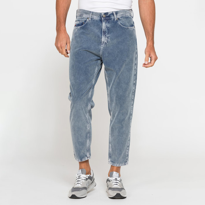 PANTALONE 5 TASCHE IN VELLUTO EFFETTO ACID WASH