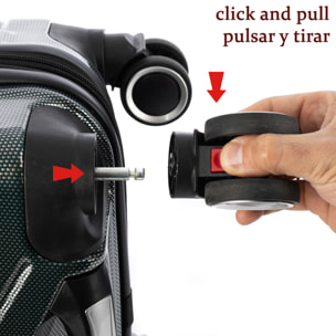 DAM Valigia da cabina Trolley espandibile in materiale leggero ABS+PC ad alta resistenza con angoli rinforzati. Chiusura numerica TSA, 4 ruote doppie rimovibili e rotabili a 360°. 37x24x56 Cm. Colore: Blu