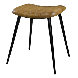 Tabouret en cuir camel matelassé - Bidar