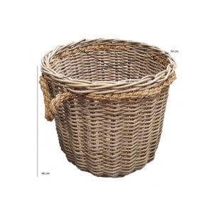 Panier rond en kubu tressé / anses en cordelette - LOKI