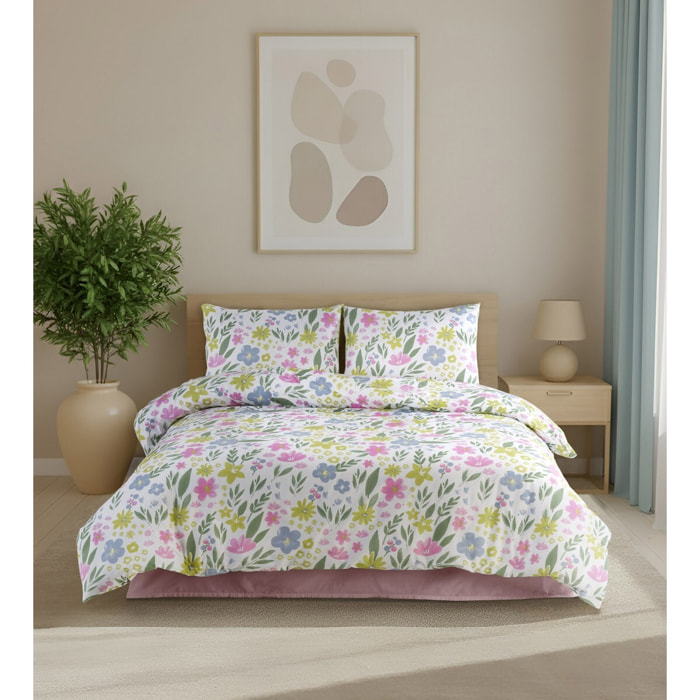 Parure housse de couette et taie(s) d'oreiller coton imprimé