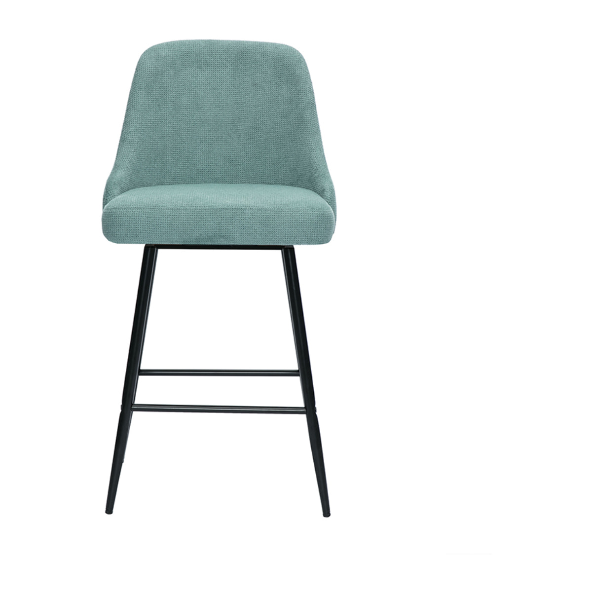 Tabourets de bar pivotants 360° en tissu chenille vert céladon et métal H66 cm (lot de 2) HASTA