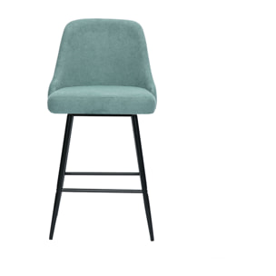 Tabourets de bar pivotants 360° en tissu chenille vert céladon et métal H66 cm (lot de 2) HASTA