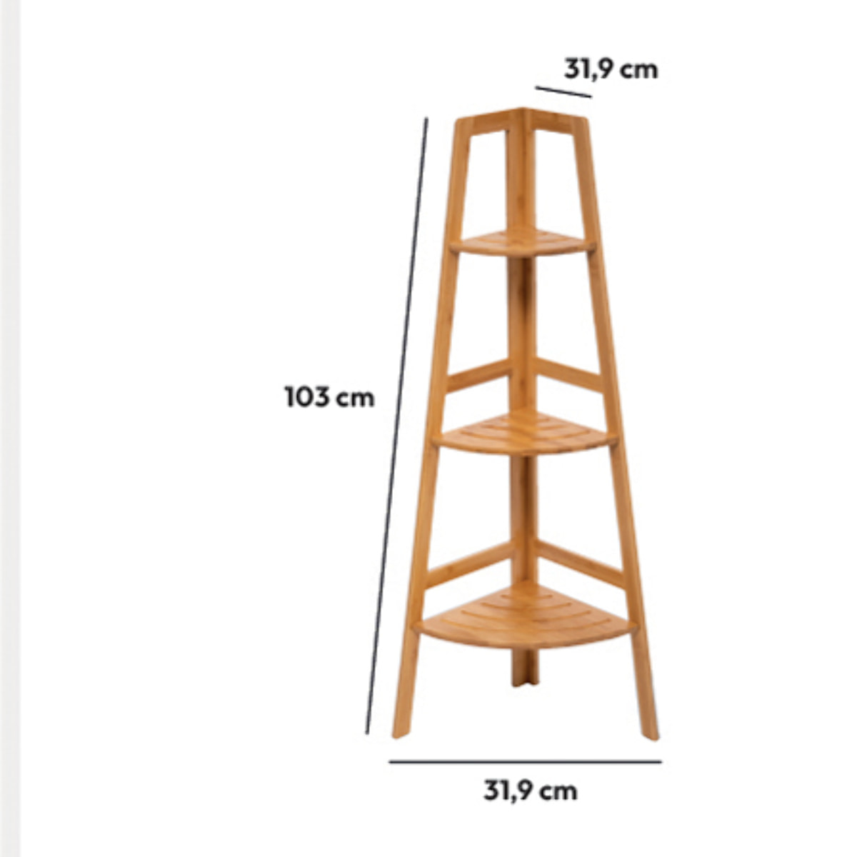 Étagère d'angle 3 niveaux Bambou