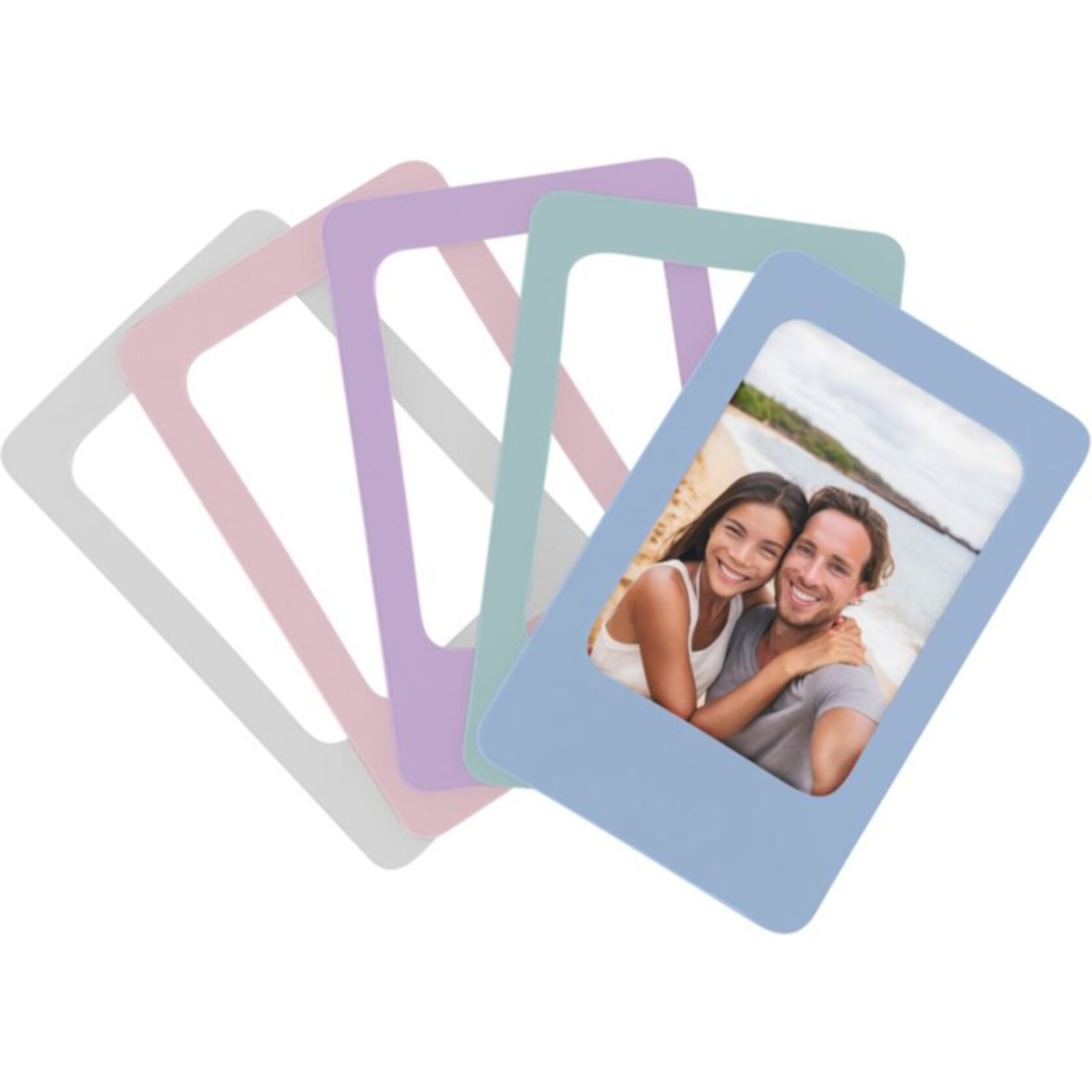 Cadre photo TNB x 5 violet-rose-gris clair- vert et bleu