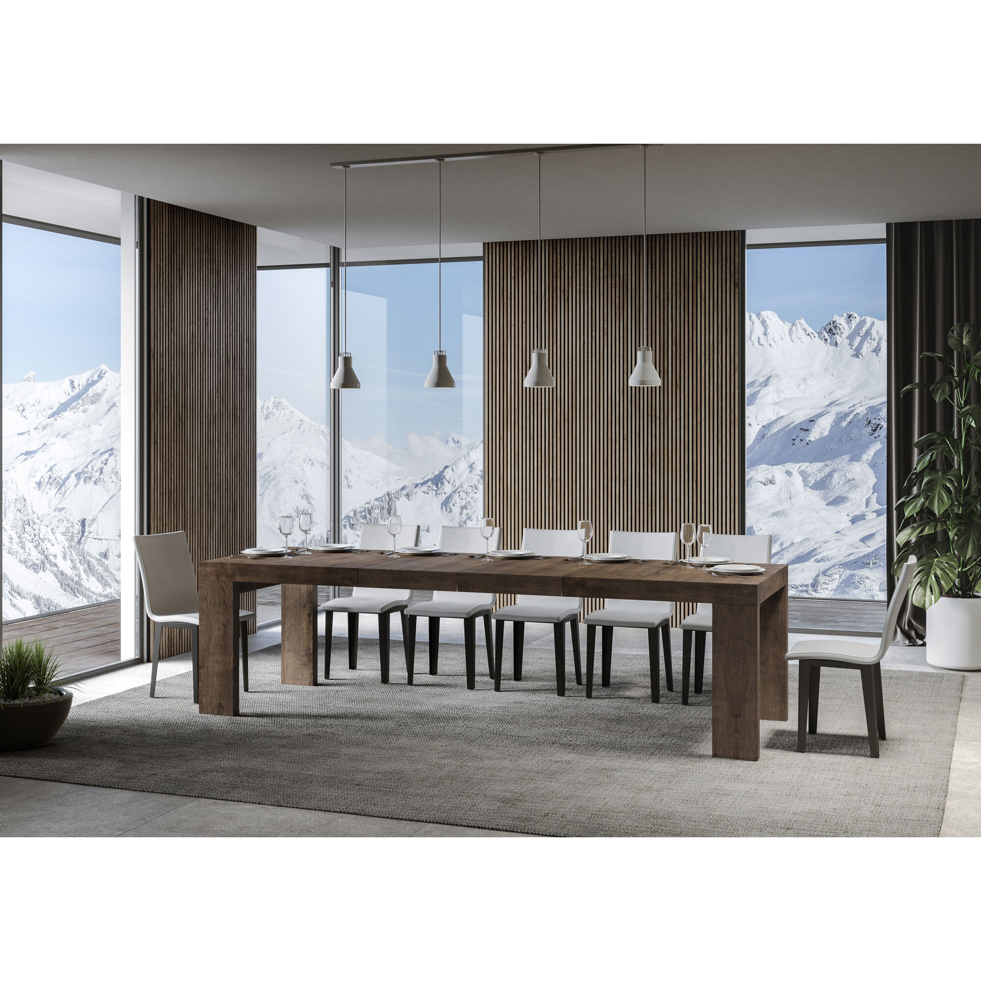 Table extensible 90x160/264 cm Roxell Premium Noyer