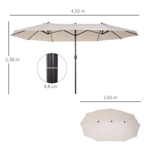 Sombrilla Doble de Tela de Poliá©ster 4.6x2.7x2.4m Crema
