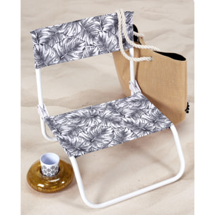 Chaise De Plage Pliante Natural Wild Blanc Noir - Lot De 6